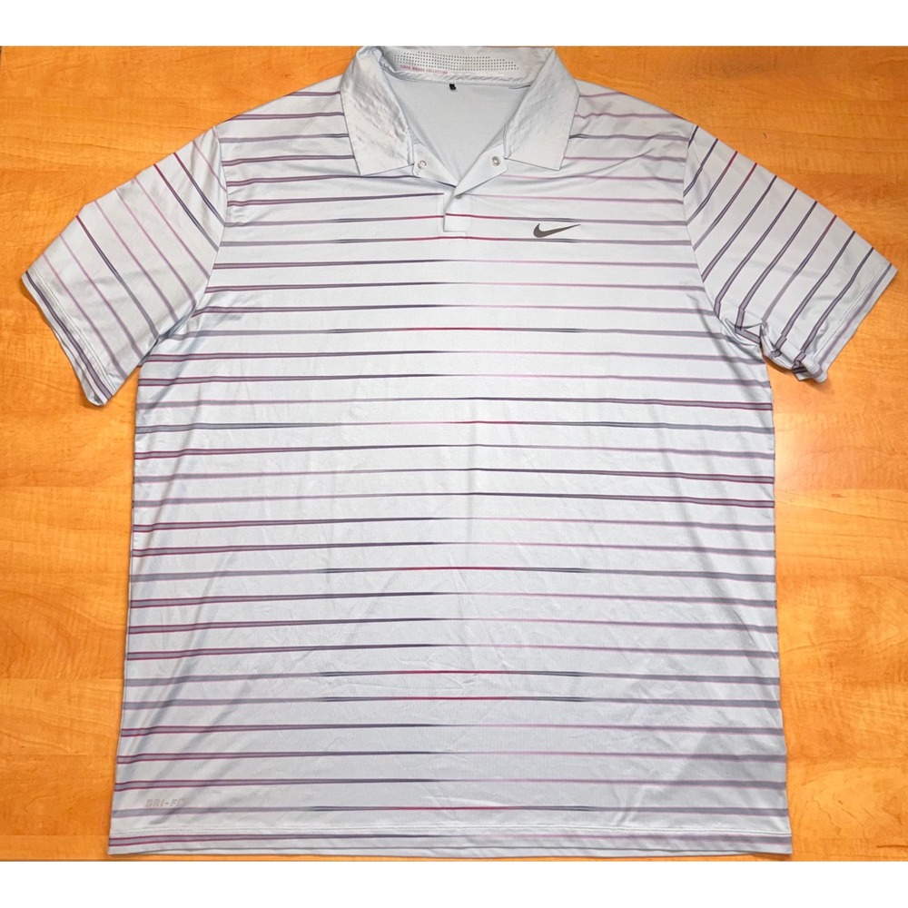 Nike Tiger Woods Collection Dri-FIT Golf Polo Shirt Mens XXL Striped